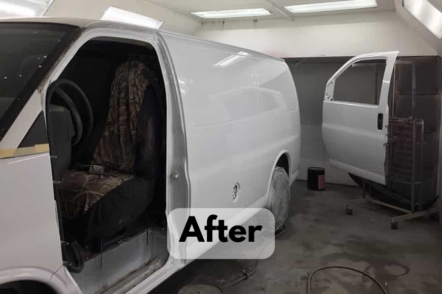 Passenger Van restoration, After Pic, Chicago Suburbs, Plainfield, IL Crystal Shine Body Shop