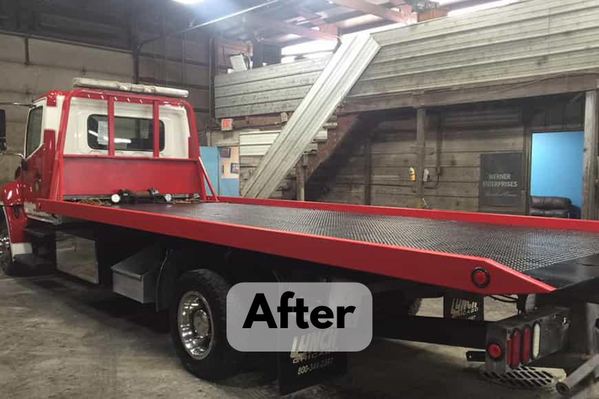 flatbed tow truck restoration, After Pic, Chicago Suburbs, Plainfield, IL Crystal Shine Body Shop